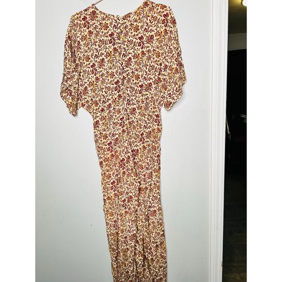 VANESSA BRUNO Orange Floral Print V-Neckline Short Sleeves Jumpsuit Size 38 - Picture 4 of 15